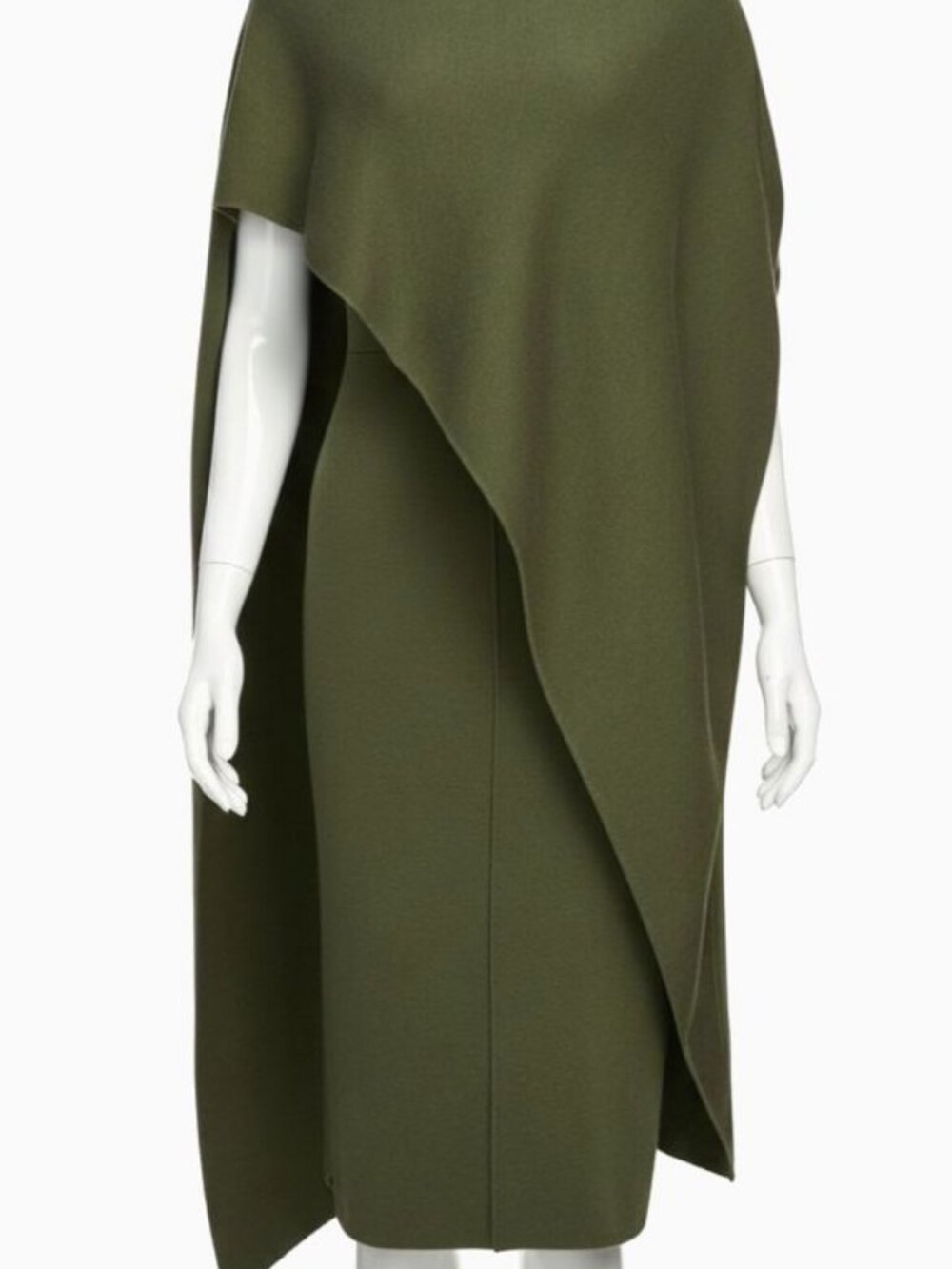 Halston Women's Green Angel In Knit Wool Dress Size L